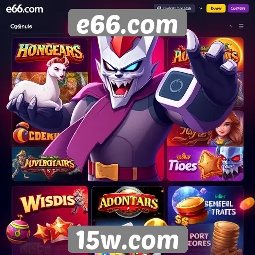 Variedade de jogos disponíveis no site e66.com